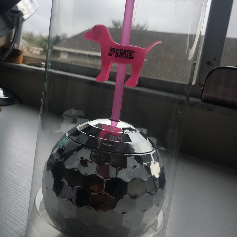 PINK Victoria’s secret disco cup + straw